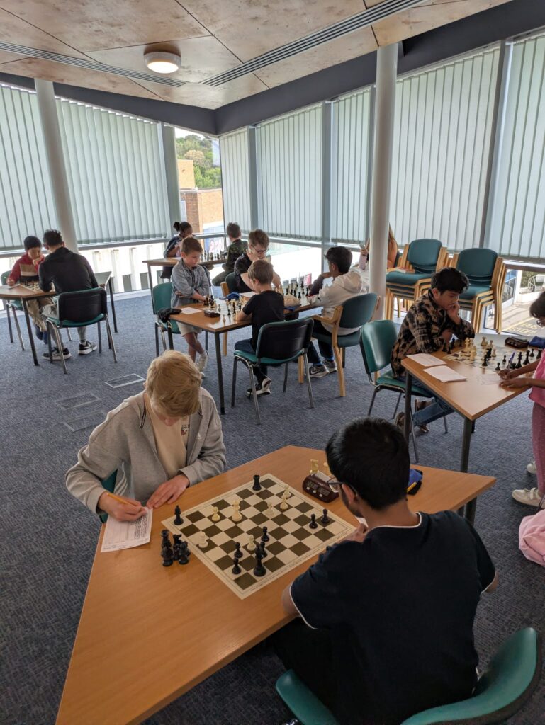Junior chess players in action