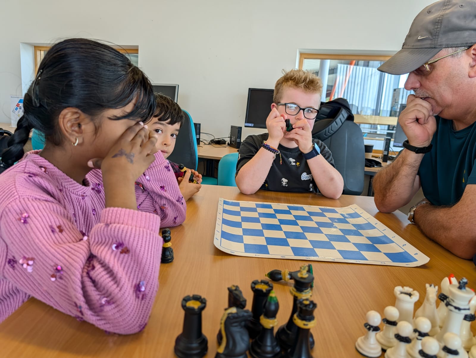 Beginners deep in concentration